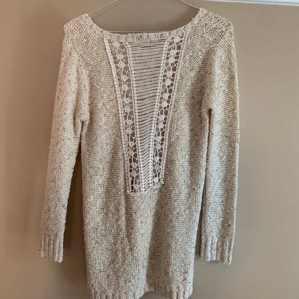 Mirumi cream sweater with crochet back detail